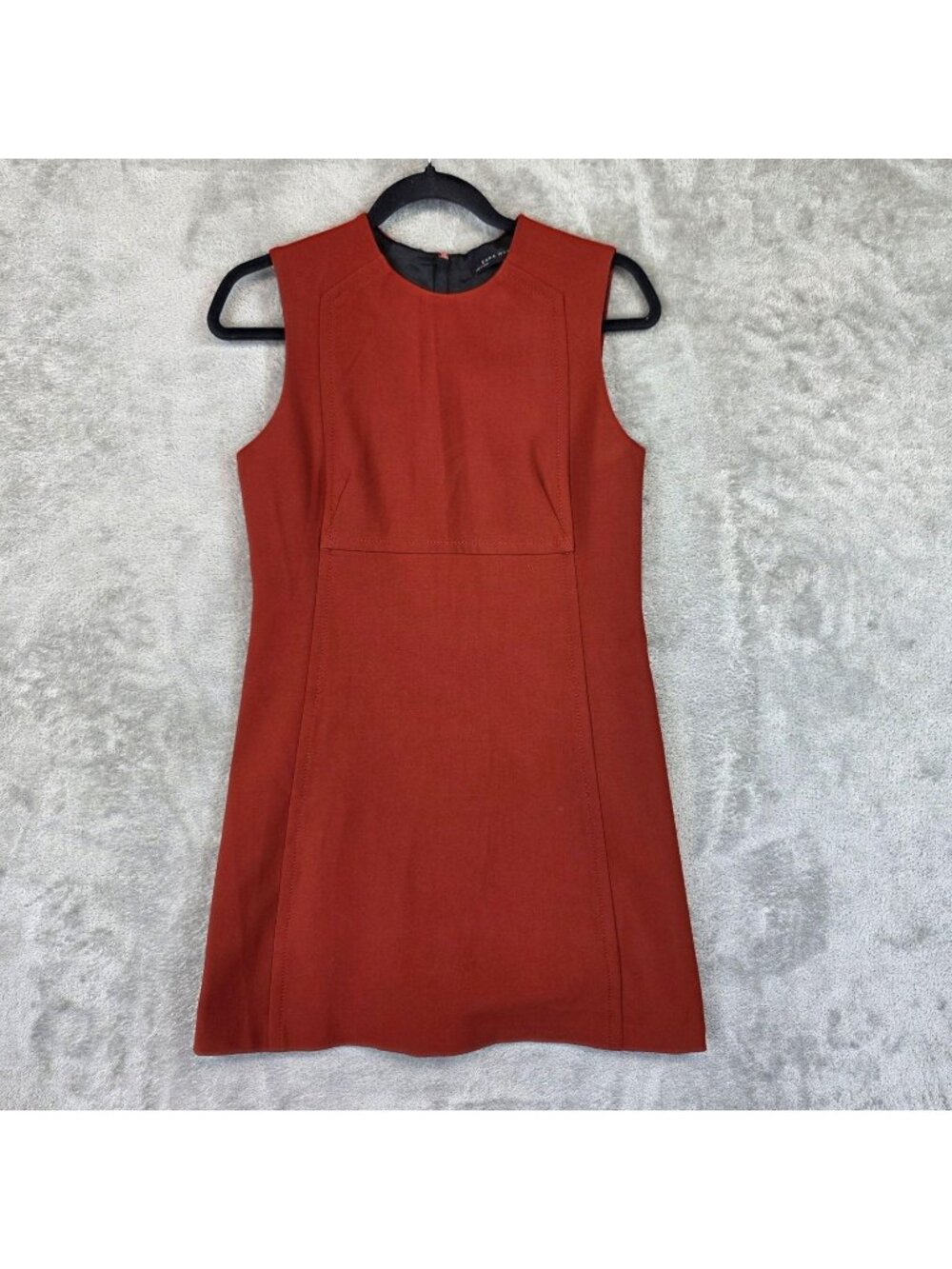 Zara Woman Dress Womens XS Red Sleeveless Round Neck Sheath Short Workwear